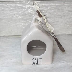 Rae Dunn White Salt Cellar with Spoon - salt pig